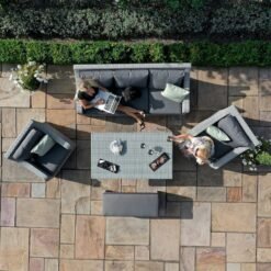 Alternative view of 3 Seat Rattan Sofa Dining Set with Fire Pit Table & Weatherproof Cushions